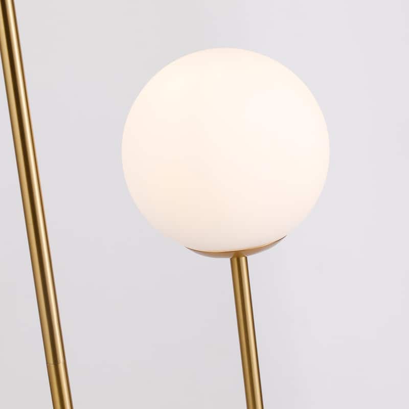 Nordic Marble Orb 2-Light LED Floor Lamp with Marble Base - Golden Modern Futuristic Style - White/Grey/Gold