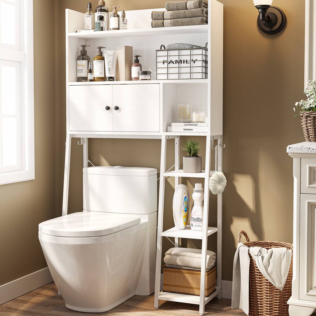 Toilet Storage Cabinet Space-Saving Organizer Towel Rack for Laundry ...