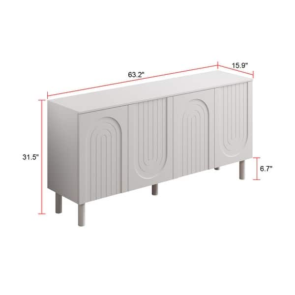63.2"W Bookcase Credenza Sideboard Buffet with Drawer & Pop-Up Doors