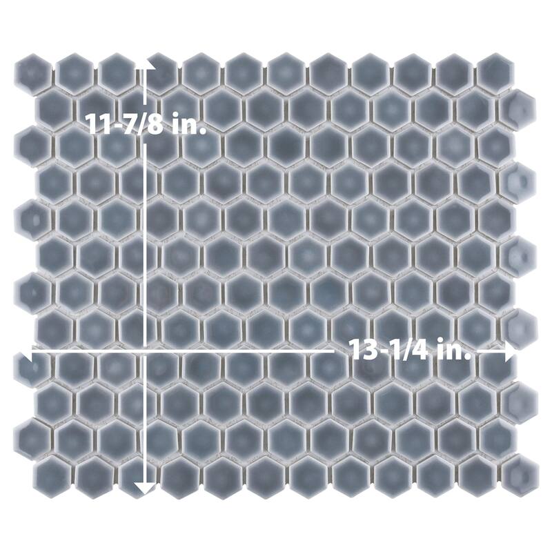 Merola Tile Hudson 1" Hex Imperial Grey 11-7/8" x 13-1/4" Porcelain Mosaic Floor and Wall Tile