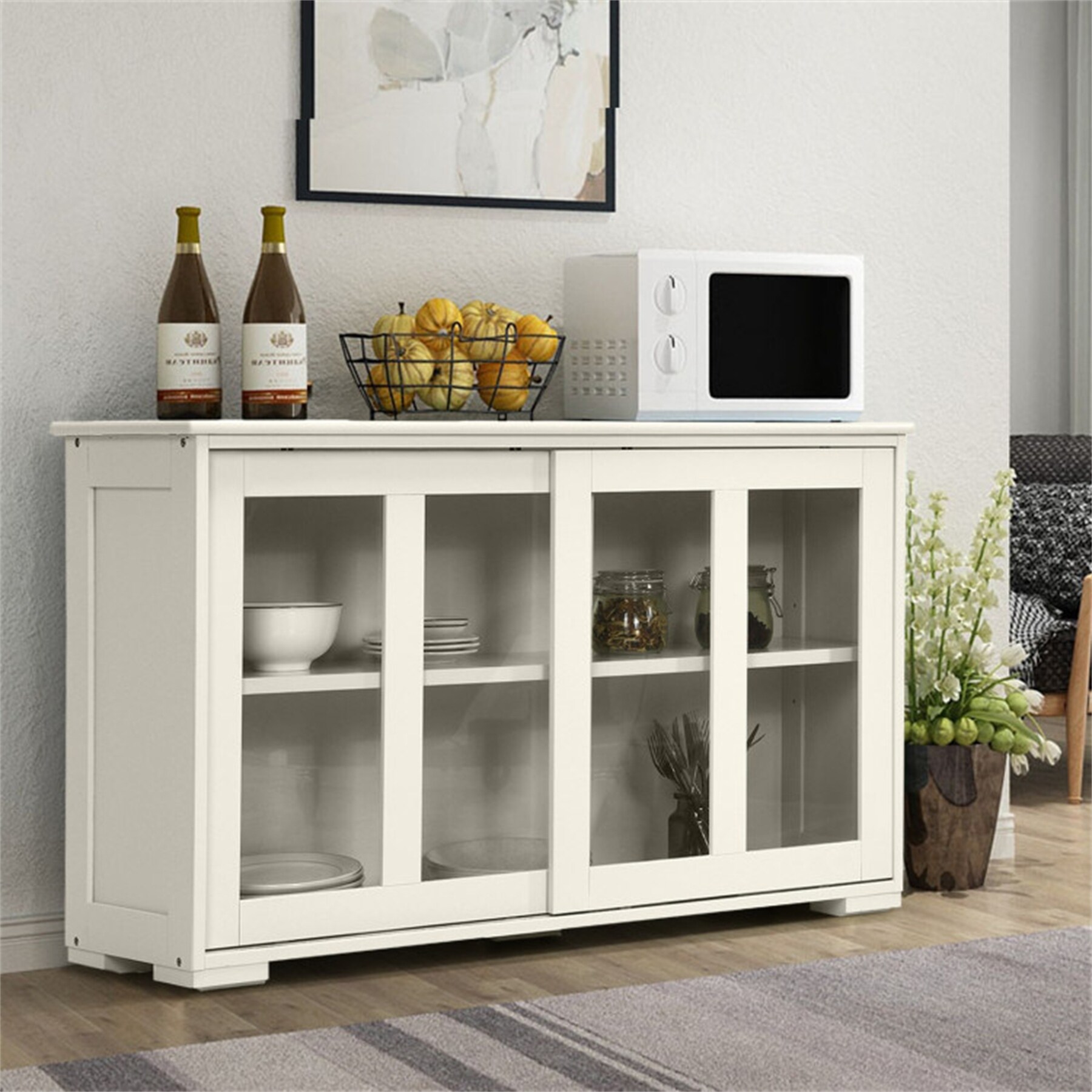 Sideboard buffet cupboard storage cabinet with sliding door best sale