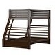 preview thumbnail 3 of 6, Espresso Twin over Full Solid Wood Bunk Bed with Ladder for Kids, Boys and Girls, Bedroom