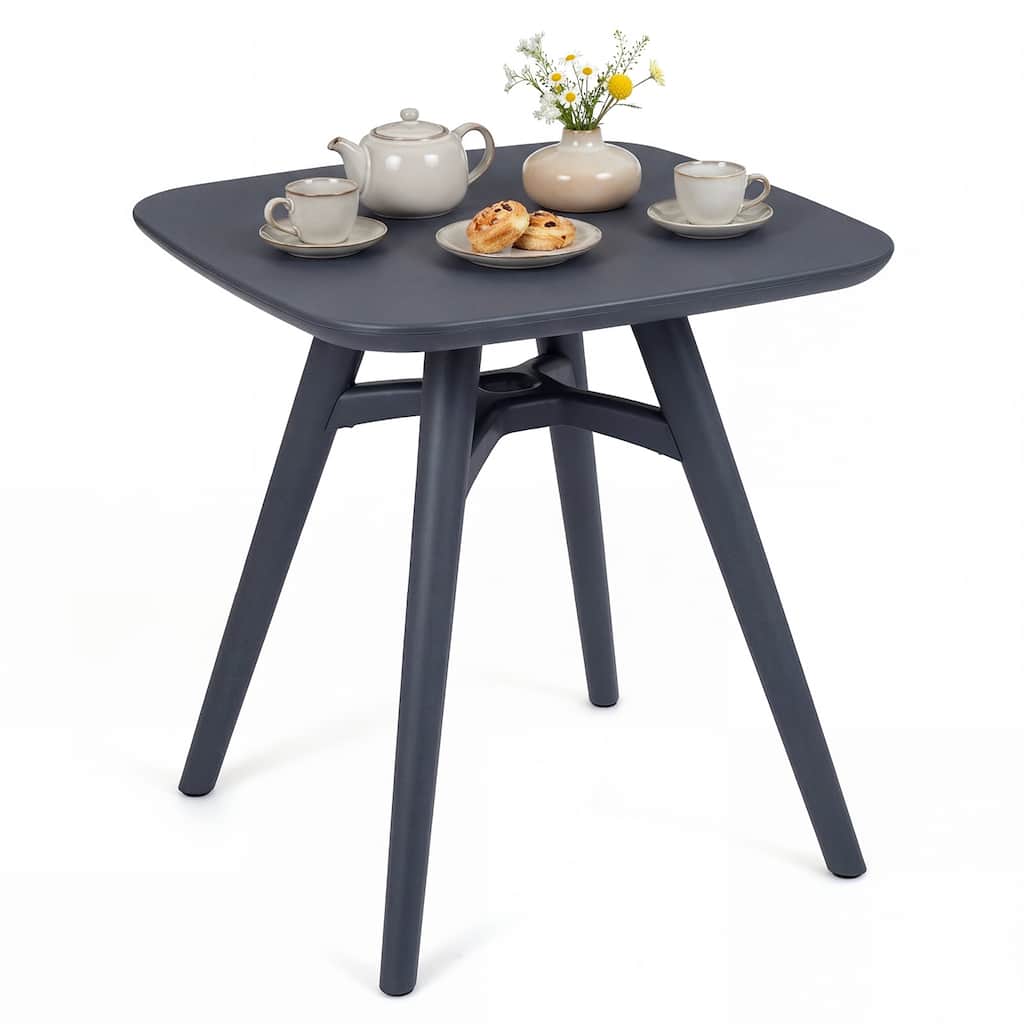 Gymax Square Outdoor Dining Table All-Weather Plastic Patio Bistro