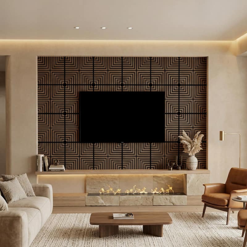 23.6" x 23.6" Wood Geometric Acoustic Wall Panels for Ceiling and Wall Decor, 4-Pack (15 sq ft)