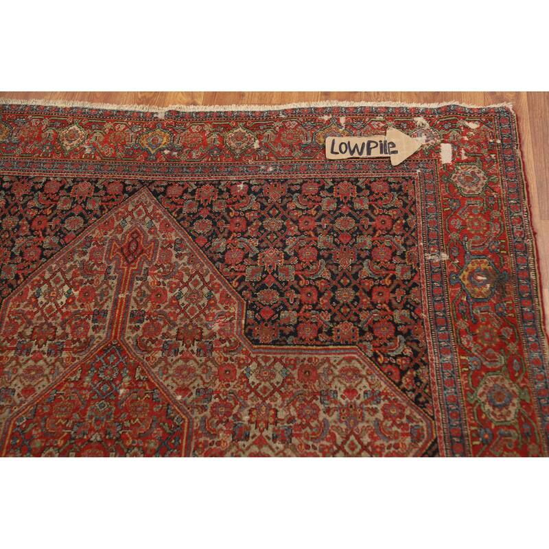 Pre-1900 Antique Vegetable Dye Senneh Persian Rug Handmade Wool Carpet - 4'8" x 6'8"