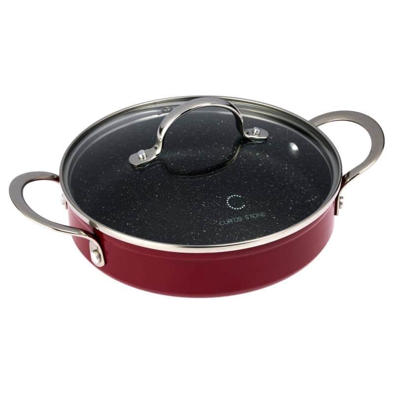 Curtis Stone 8" Sauté Pan with Lid Refurbished - Red