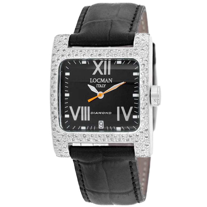 Locman Women's Diamond Classic Black Dial Watch - 431BKD/BK LEAL - 6 (36)