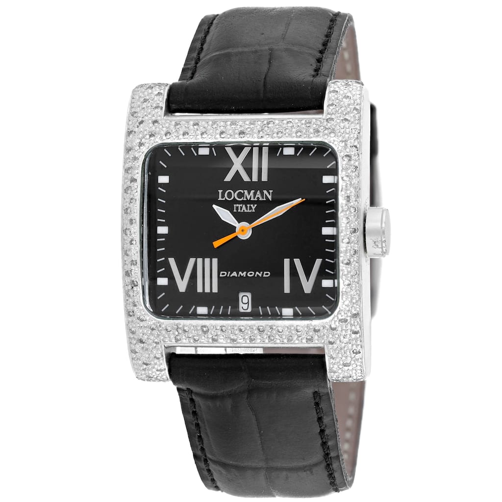 Locman Women's Diamond Classic Black Dial Watch - 431BKD/BK LEAL - 6 (36)