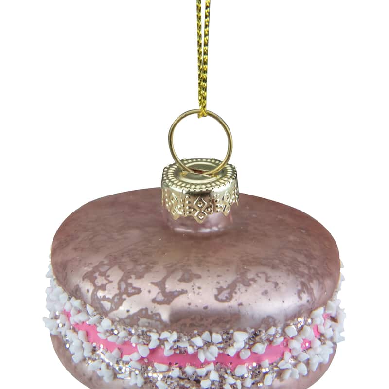 2" Macaroon with Sugar Glass Christmas Ornament