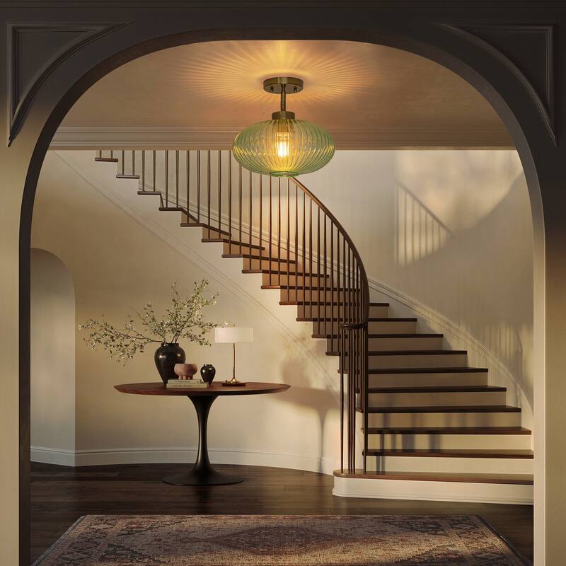 1 - Light Modern Glass Flush Mount Ceiling Light