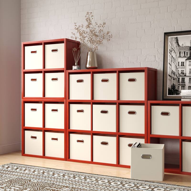 John Louis Home Solid Wood 4 Cube Storage Organizer Red Mahogany