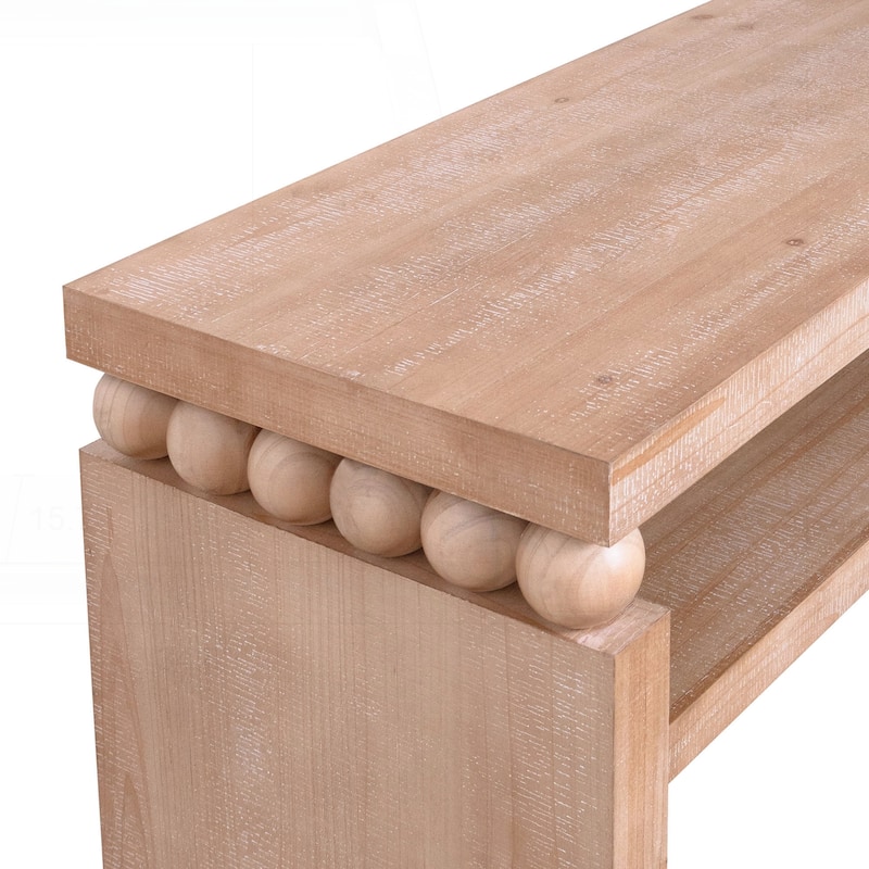 Versatile Rustic Console Table with Open Shelf and Decorative Details