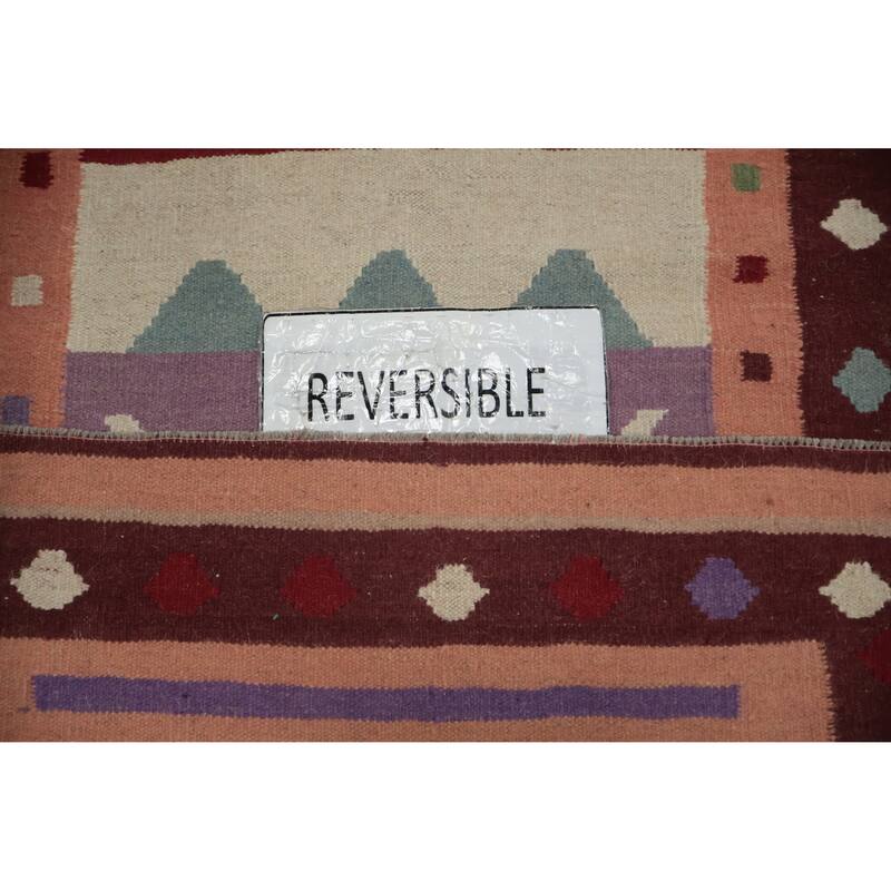Hand Woven Oriental 100% Wool Carpet Southwestern Tribal Multi-Colored Kilim Runner Rug - 9' 10'' X 3' 2''
