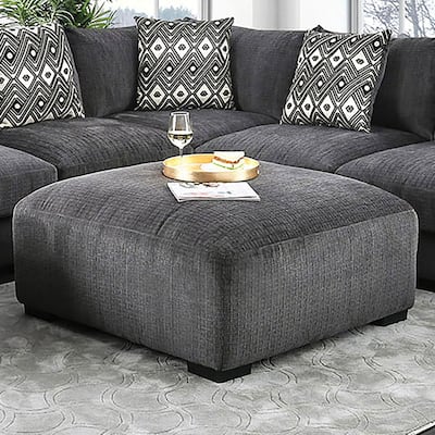 Living Room Lounge Ottoman Chenille Fabric Comfort Cozy Plush Seat foam Wooden Legs 1pc Ottoman Only