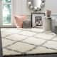 SAFAVIEH Dallas Shag Giusy Trellis 1.5-inch Thick Rug - 3' x 5' - Ivory/Grey