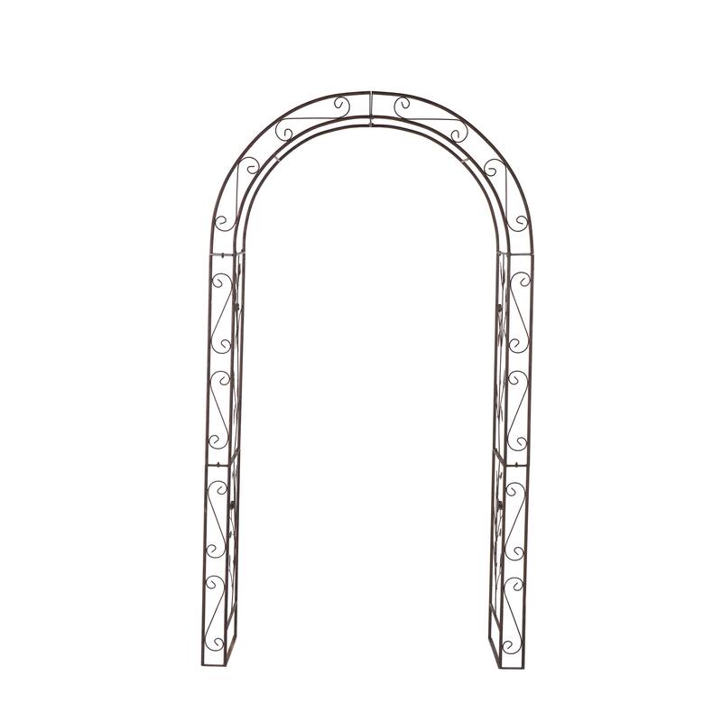 Bronze Metal Indoor Outdoor Scrollwork Arched Scroll Garden Arbor with Lattice Work Sides