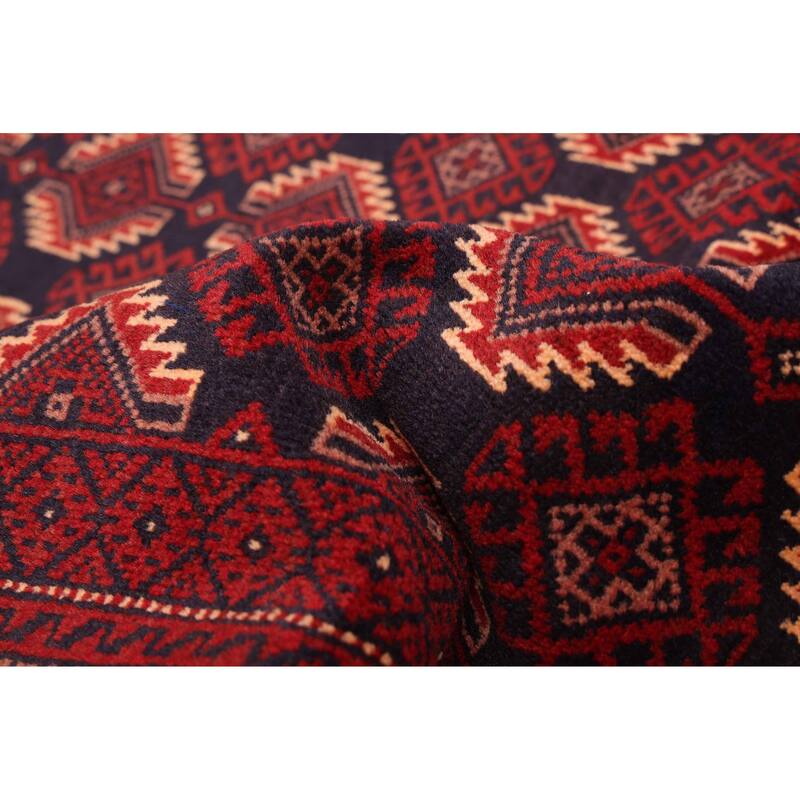 ECARPETGALLERY Hand-knotted Teimani Dark Navy, Red Wool Rug - 3'8 x 6'3