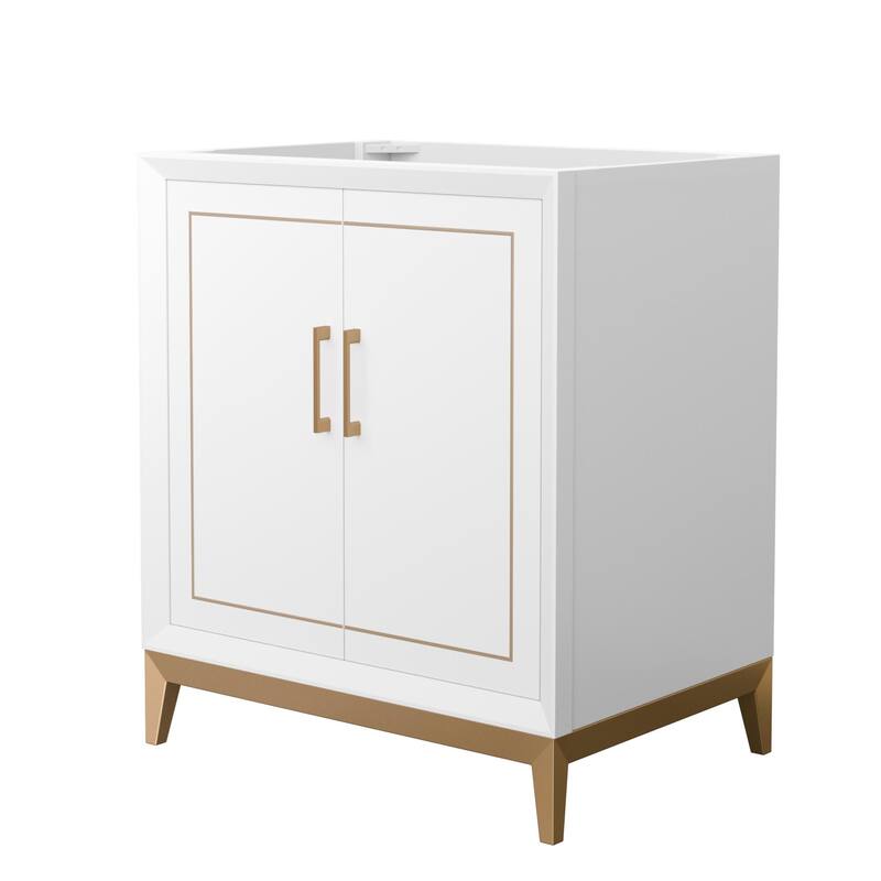 Wyndham Collection WCH515130S-CXSXX-MXX Marlena 30" Single Free - White / Satin Bronze Hardware