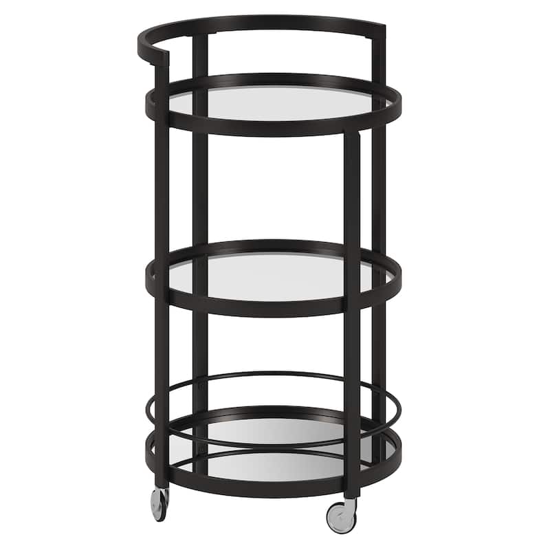 Hause 21" Wide Round Bar Cart - 21" Wide - Blackened Bronze