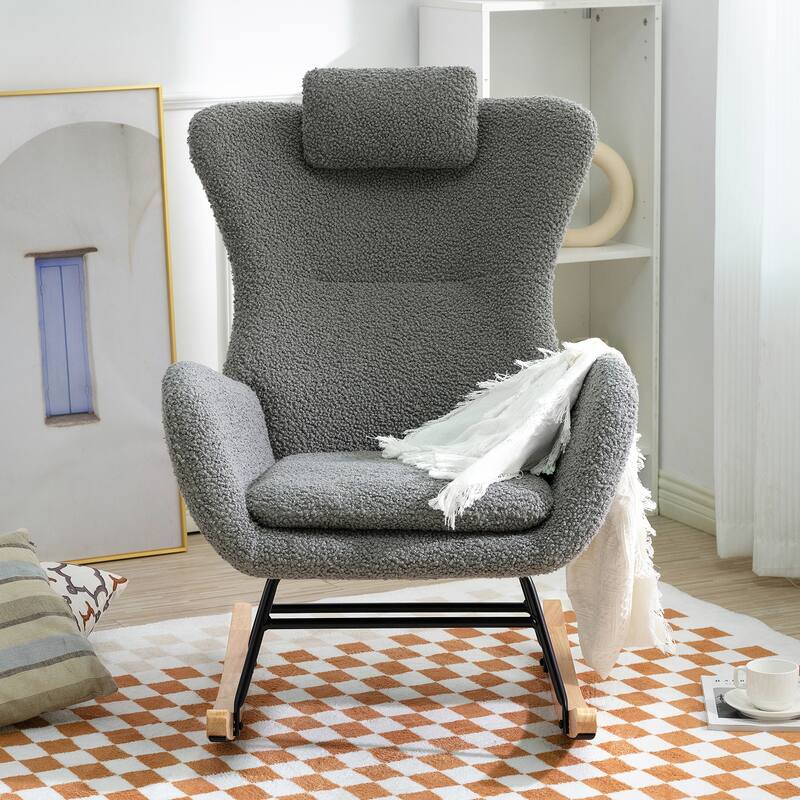 26.38" High Back Rocking Chair with Pocket