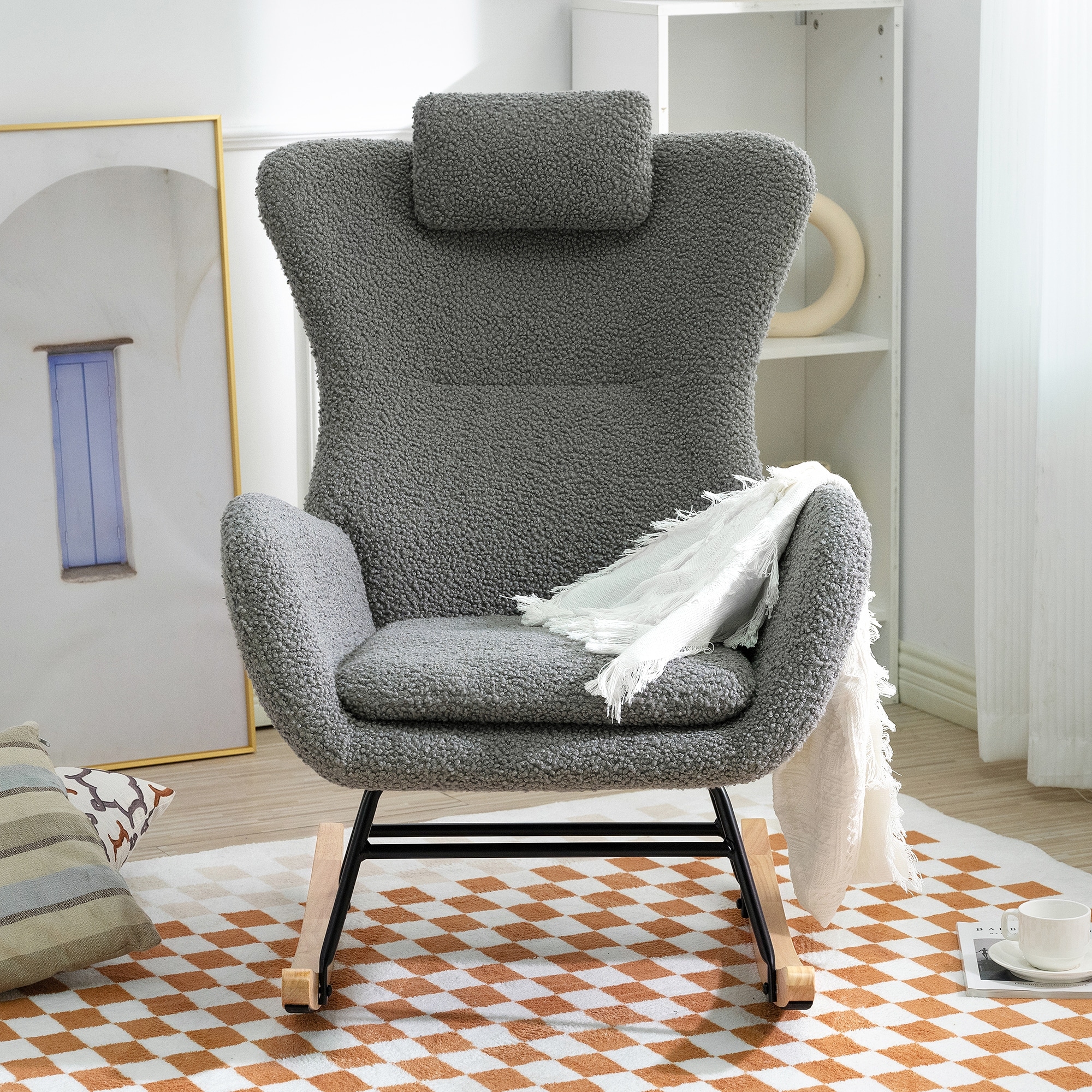 Rocking chair shop with headrest