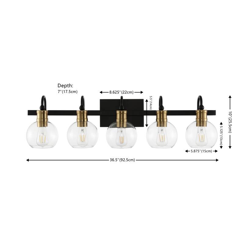 Kurtz Iron/Glass Rustic Vintage LED Vanity Light, by JONATHAN Y