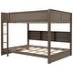 preview thumbnail 19 of 26, Solid Wood Bunk Bed with Bookcase and USB Ports, Queen Over Queen Bunk Bedframe with Storage Shelves and Ladder