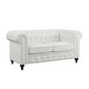 preview thumbnail 36 of 36, Everett Chesterfield 3-Piece Sectional Sofa Set - Rolled Arms & Button Tufted Cushions (Available in Multiple Variations) White, Loveseat, PU