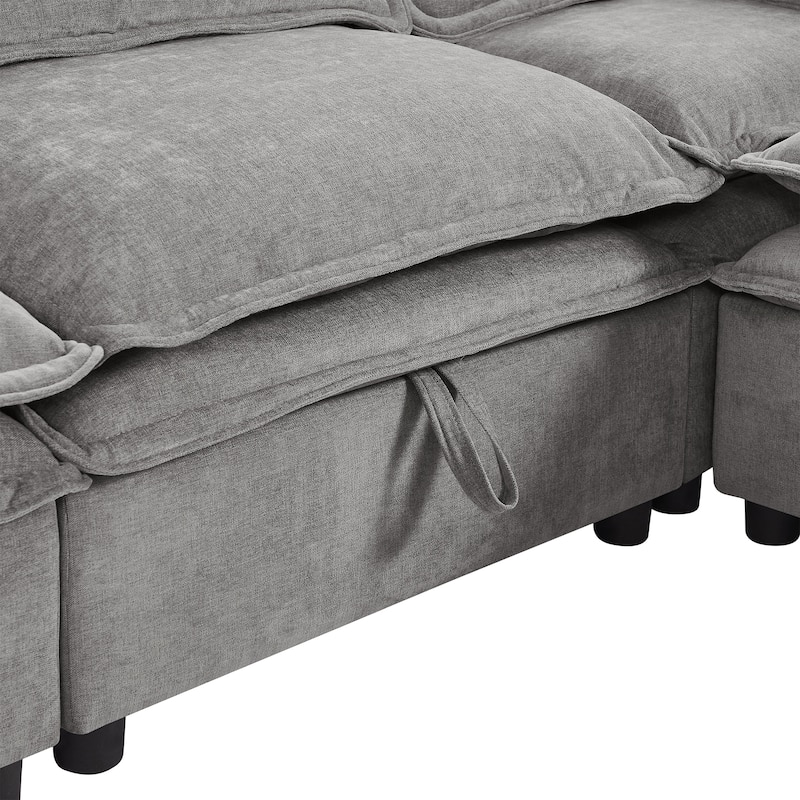 124" U-Shaped Modular Sectional Sofa (6-Seater) with Storage & Convertible Bed