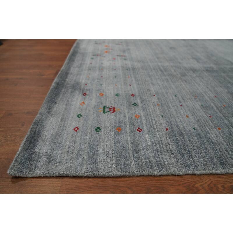 Tribal Gabbeh Oriental Area Rug Handmade Orange Silk Carpet - 8'3" x 9'10"