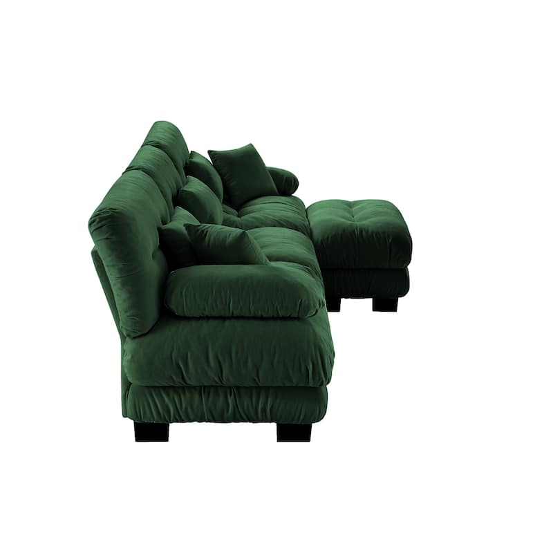 L-Shaped Indoor Sectional Sofa Cloud Couch with Ottoman