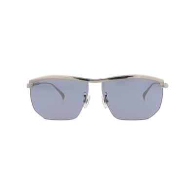 Dunhill Aviator-Frame Titanium Sunglasses, Light Blue Lens, Shiny Silver Frame