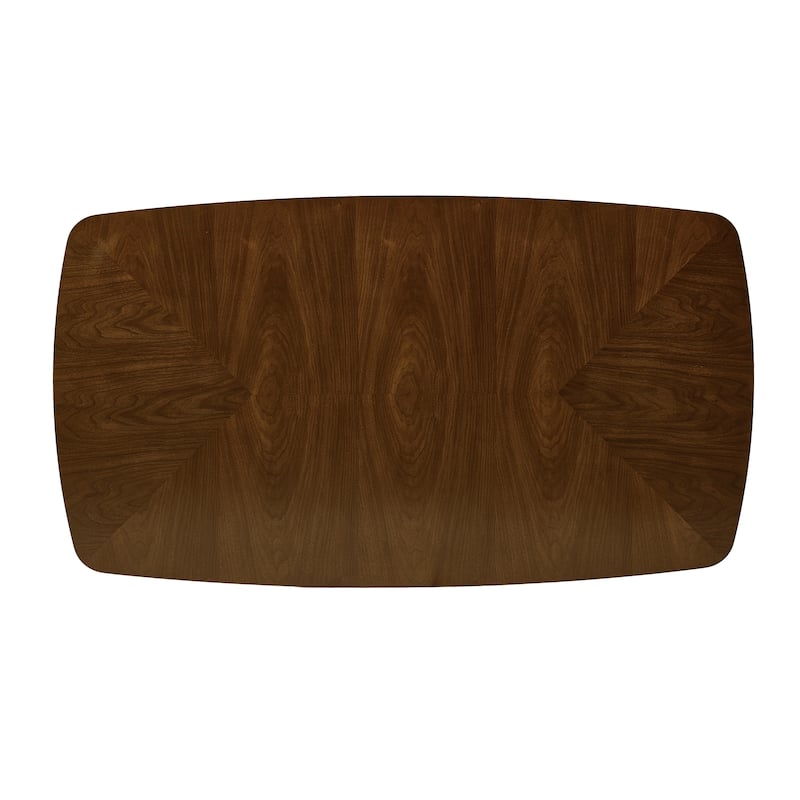 Roomfitters Mid-Century Wood Dining Table with Rounded Corners for Extra Safety, Stylish Rubberwood Legs, Walnut Finish