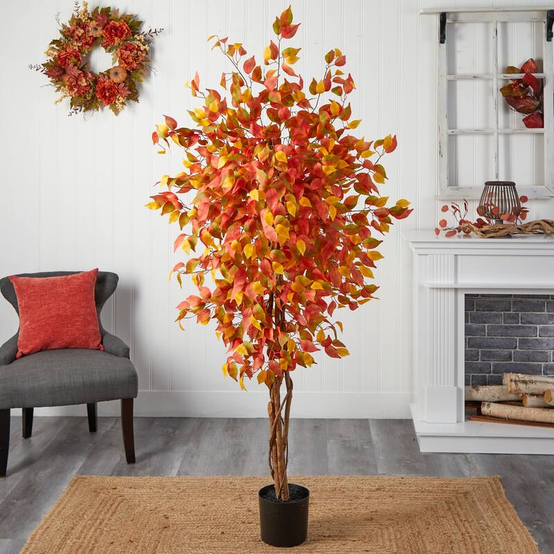 Ficus Artificial Fall Harvest Potted Tree - 6'