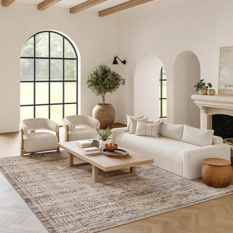 Nourison Nyle Indoor only Grey Geometric Area Rug - 9' 10" x 13' 6" - Blue/Slate/Ivory - Rectangle