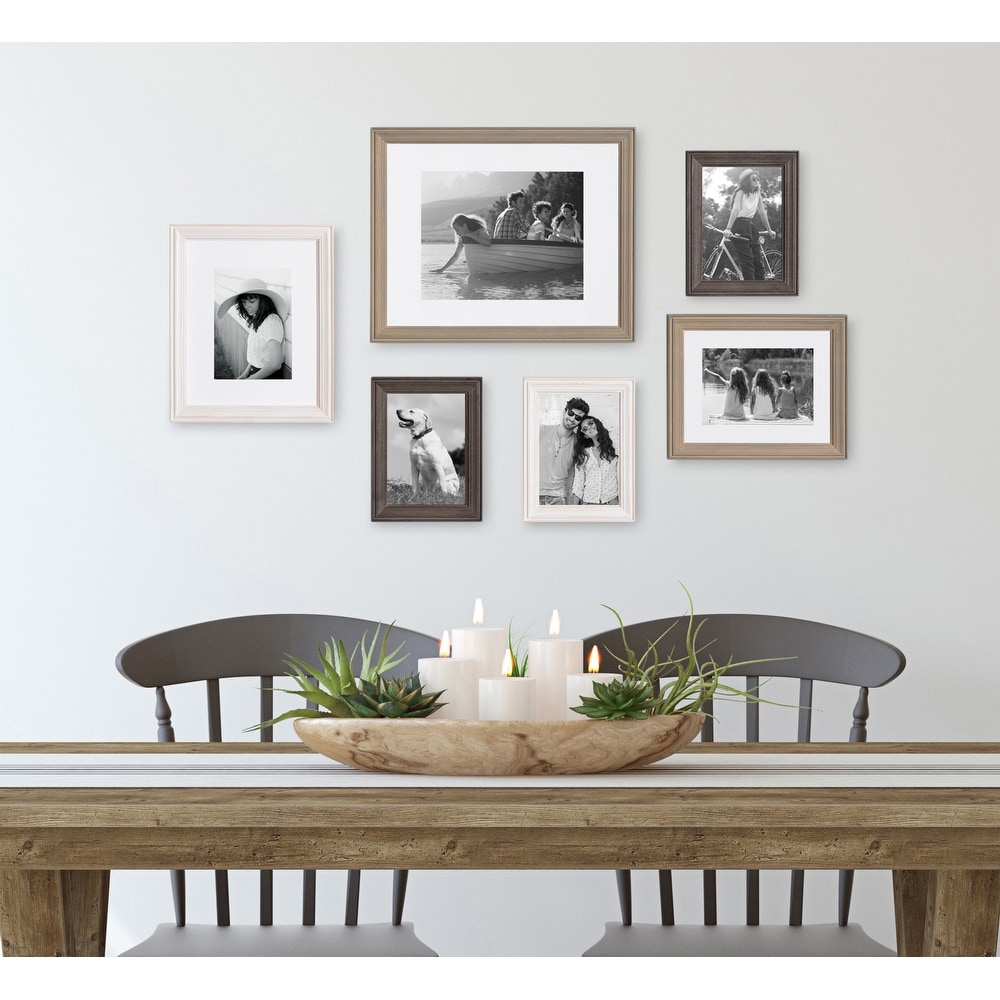 Gallery Wall Frame Set of 6 Picture Frames in Black & White Frames Rustic  Synthetic Wood Frame Picture Frame Set Office Décor 