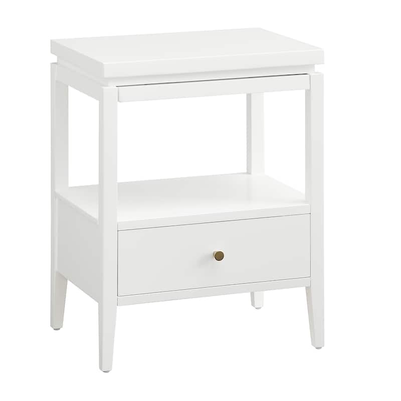 Modern Nightstand with Drawer and Floating Shelf Tapered Legs Design