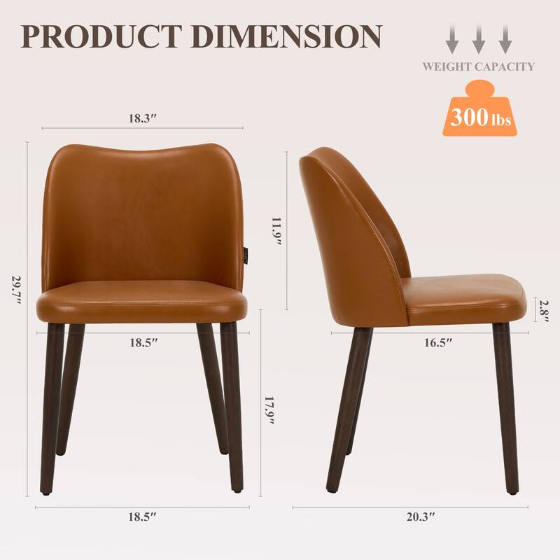 RENEWLINE Set of 2 Wooden Dining Chairs, Beige Upholstered Fabric for Kitchen & Dining Room