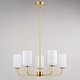 preview thumbnail 31 of 31, Shelby Natural Brass Gold Transitional Lighting Fixture, Frosted White Opal Glass Cylinder Shade, Dimmable, LED Compatible