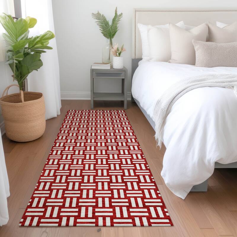 Premium Washable Super Soft Modern Weave Mayfield Rug - Red - 2'3" x 7'6"
