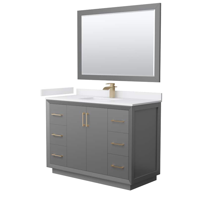 Wyndham Collection WCF414148S-VCA-UNSM46 Strada 48" Free Standing - Dark Gray / White Cultured Marble Top / Satin - Painted