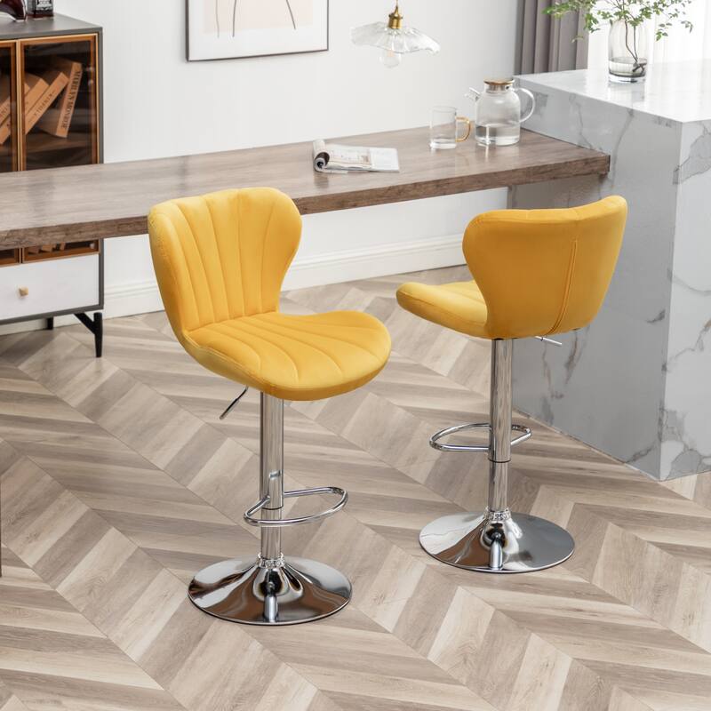 Swivel Barstools High Bar Chair Island Dining Chair, Set of 2, Yellow