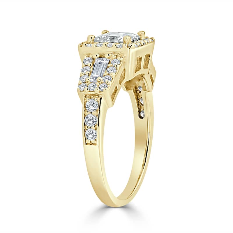 Auriya 14k Gold 1 3/4ctw Princess-cut Halo Diamond Engagement Ring Certified (H-I, SI1-SI2)