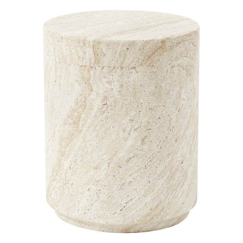 Ramble 14" Wide Round Side Table in Fiberstone Tapered Base Design End Table for Indoor and Outdoor