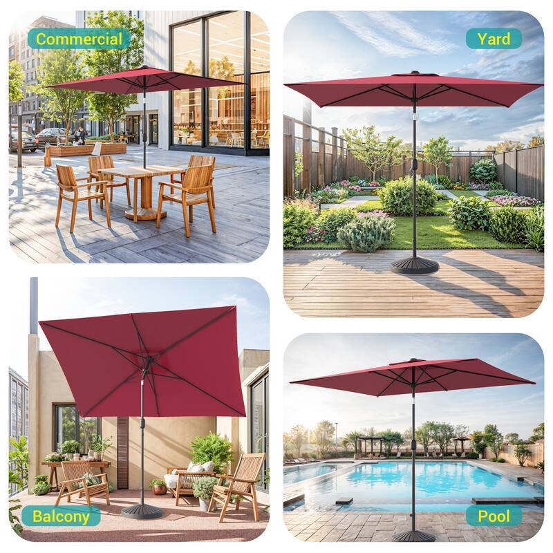 BONOSUKI 6x9FT Patio Market Umbrellas Table Umbrella with Tilt Button