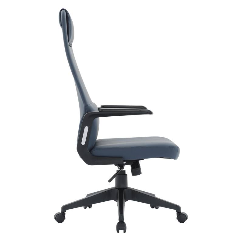 Nexa Ergonomic Leather/Polyester High-Back Office Chair with Padded Headrest, Adjustable Height, Swivel, and Smooth Casters