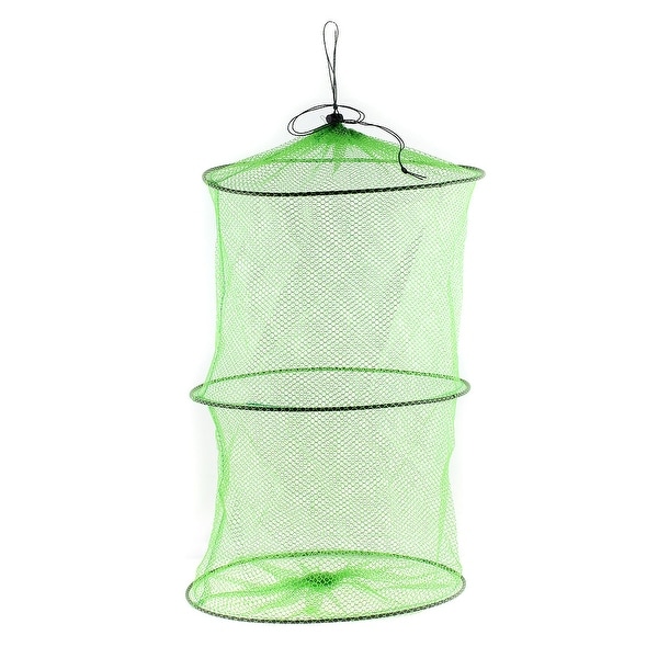 Unique Bargains 0.2 Folded Nylon Plastic Foldable Fishing Landing Net Fish Keepnet Cage for Fishermen Shrimp Green