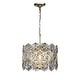 preview thumbnail 3 of 7, 4-Light Glam Silver Leaf Drum Chandelier with Hexagonal Glass Accents - W:16.4"