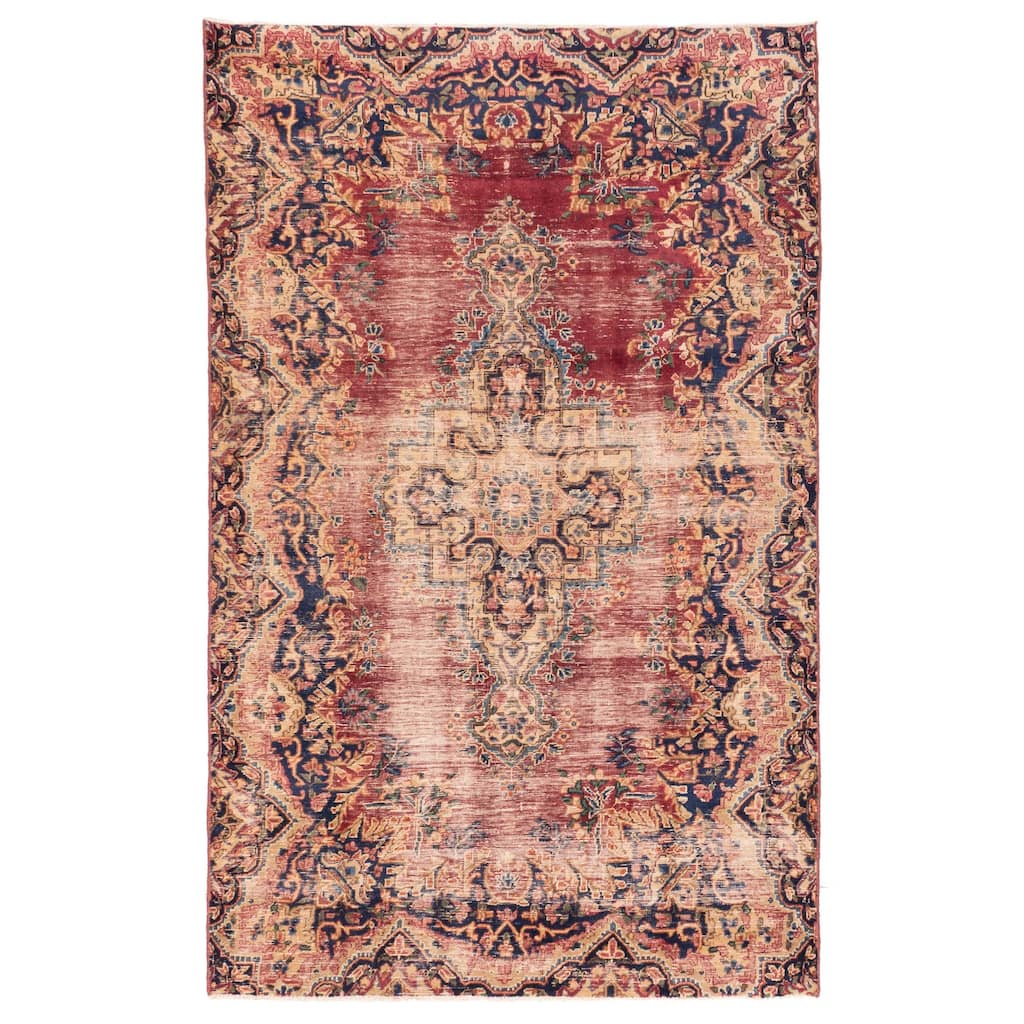 ECARPETGALLERY Hand-knotted Antalya Vintage Burgundy Wool Rug - 4'9 x 7'7