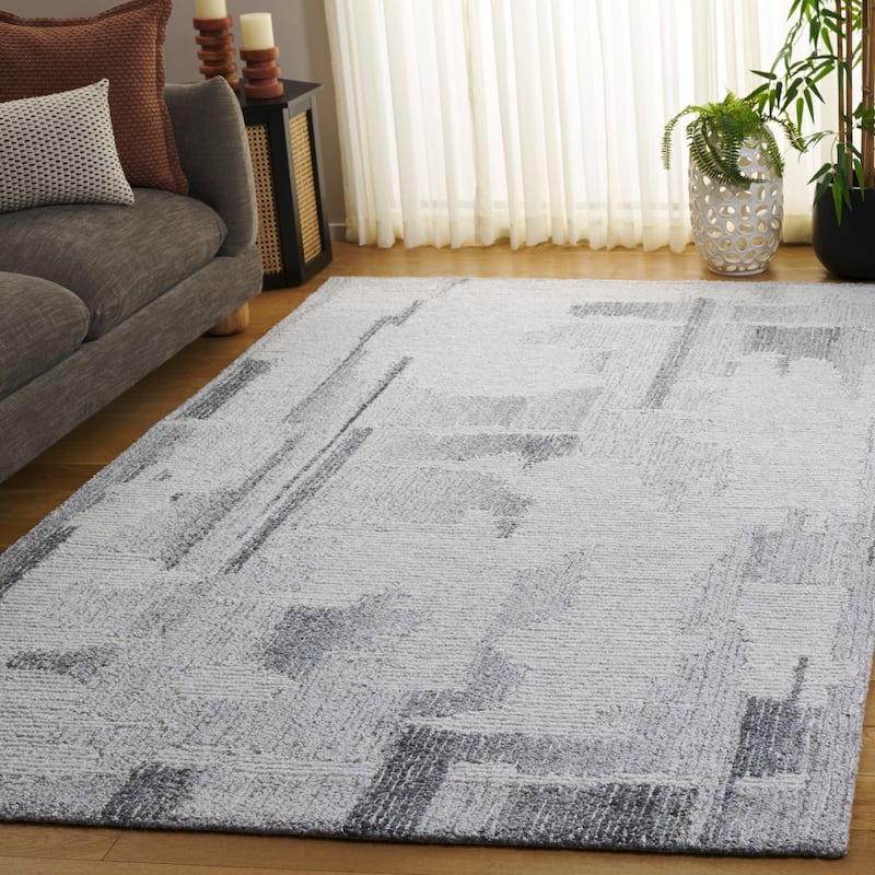 SAFAVIEH Handmade Harvest Chinami Wool Rug - Grey/Ivory - 6' Square